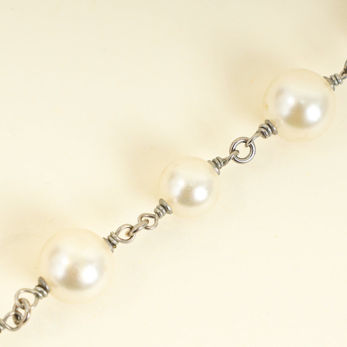 Chanel Ivory CC Crystal Pearl Long Necklace
