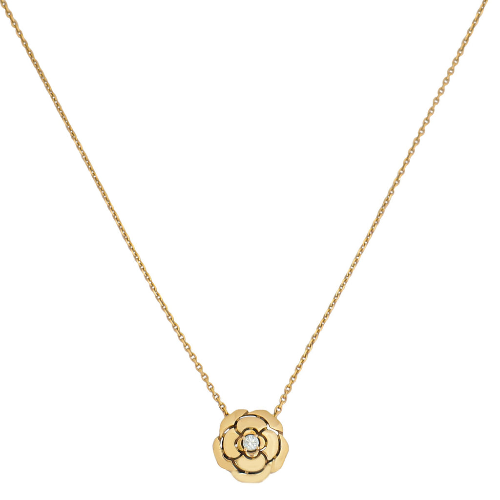 Chanel 18K Rose Gold Diamond Extrait de Camélia Necklace