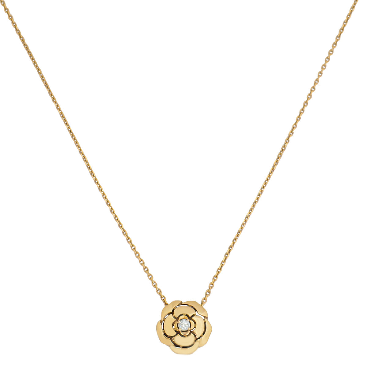 Chanel 18K Rose Gold Diamond Extrait de Camélia Necklace