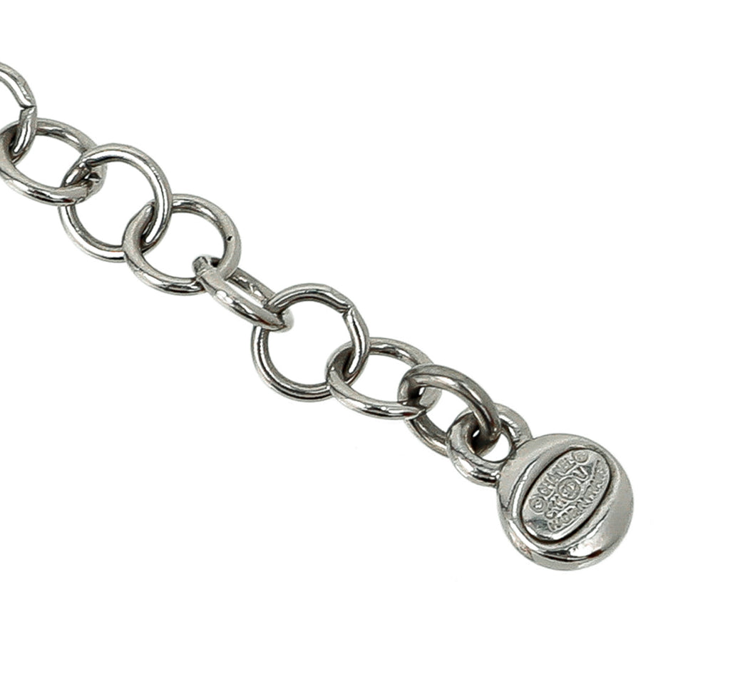 Chanel Silver CC Cluster Crystal Pendant Necklace