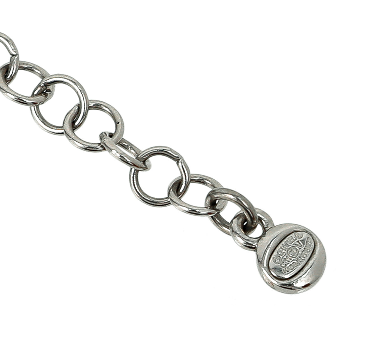 Chanel Silver CC Cluster Crystal Pendant Necklace
