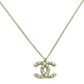 Chanel Gold Tone CC Pearl Pendant Necklace