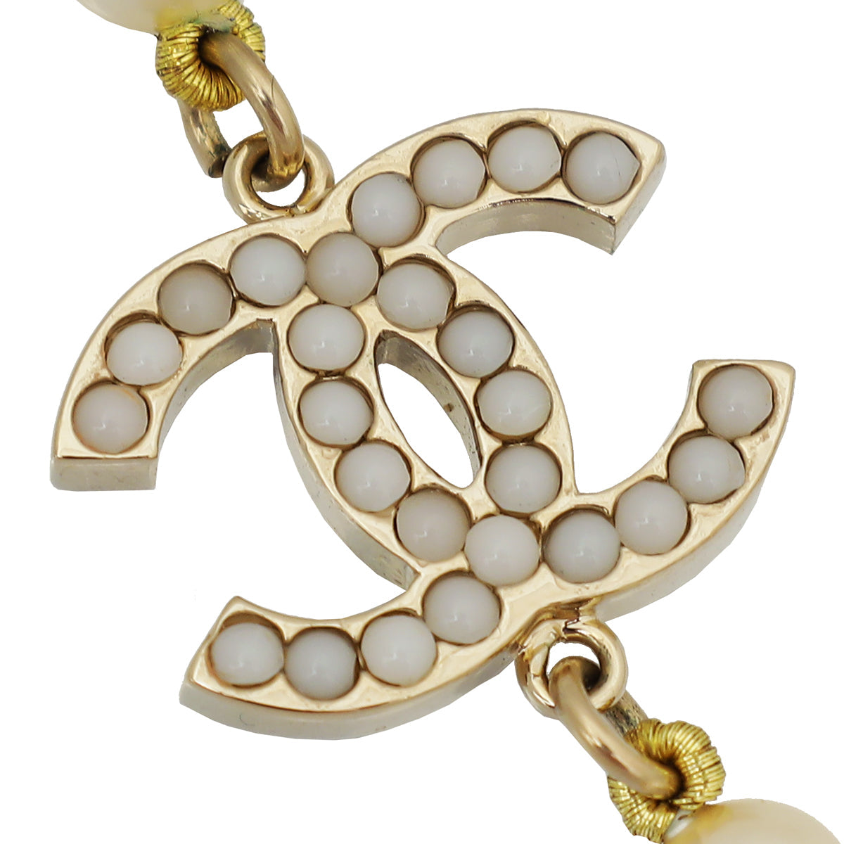 Chanel White CC Pearl Necklace