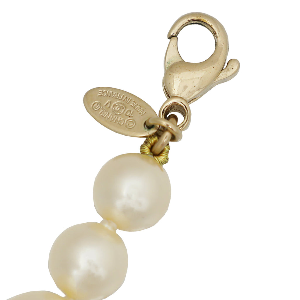 Chanel White CC Pearl Necklace