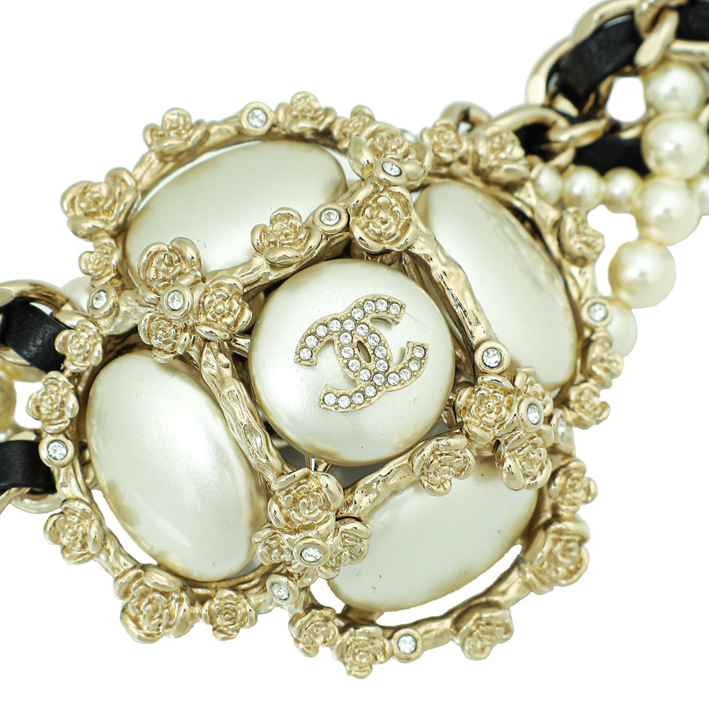 Chanel Bicolor CC Pearl Chain Choker Necklac