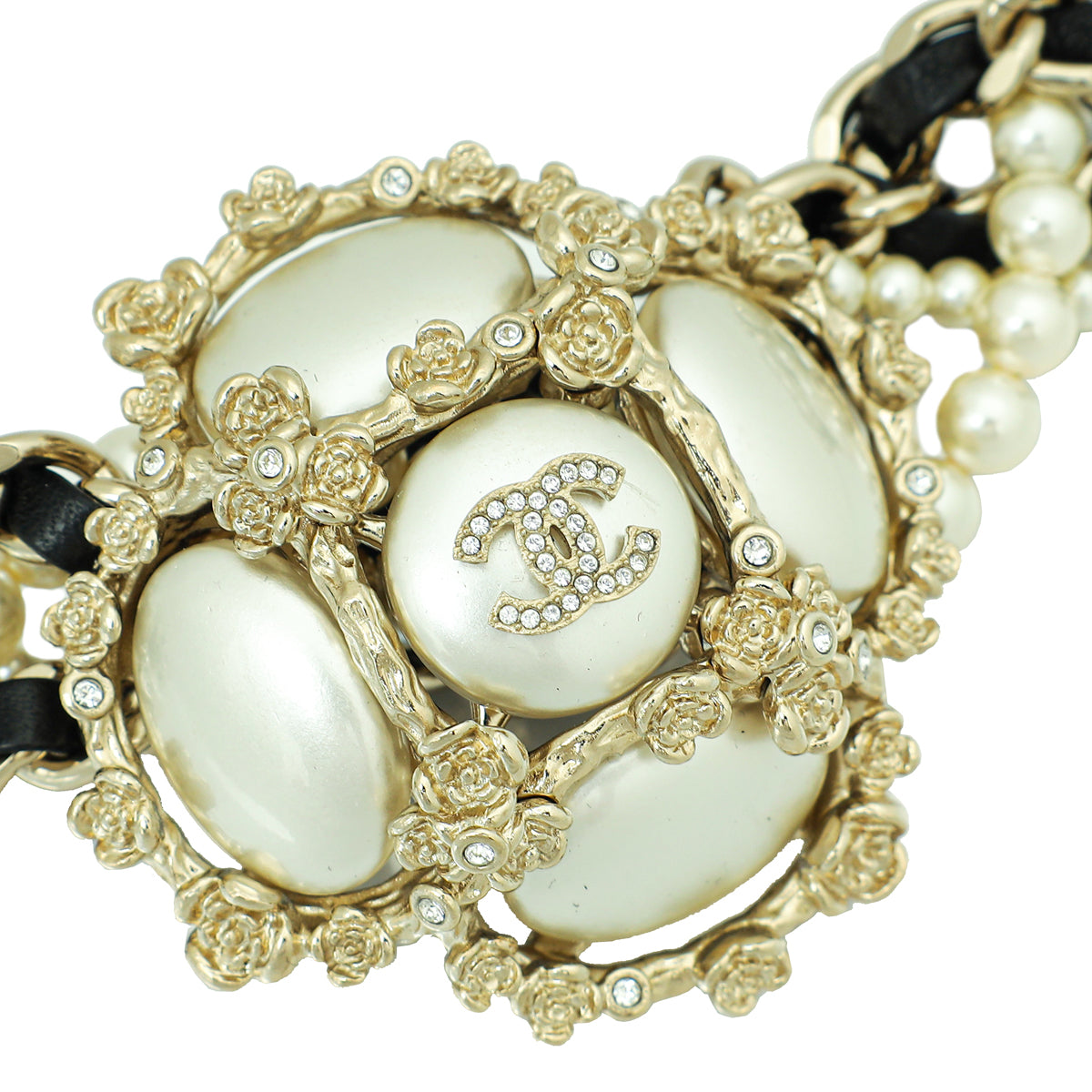 Chanel Bicolor CC Pearl Chain Choker Necklac