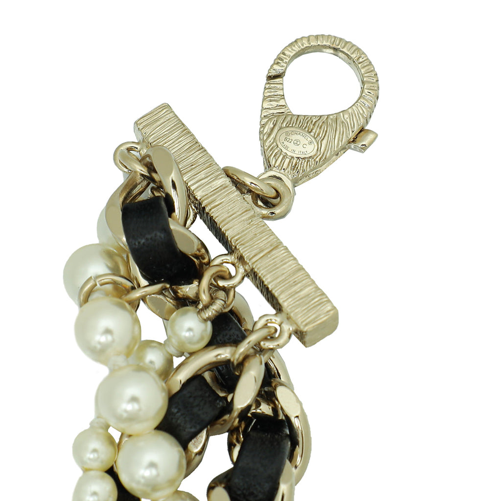 Chanel Bicolor CC Pearl Chain Choker Necklac