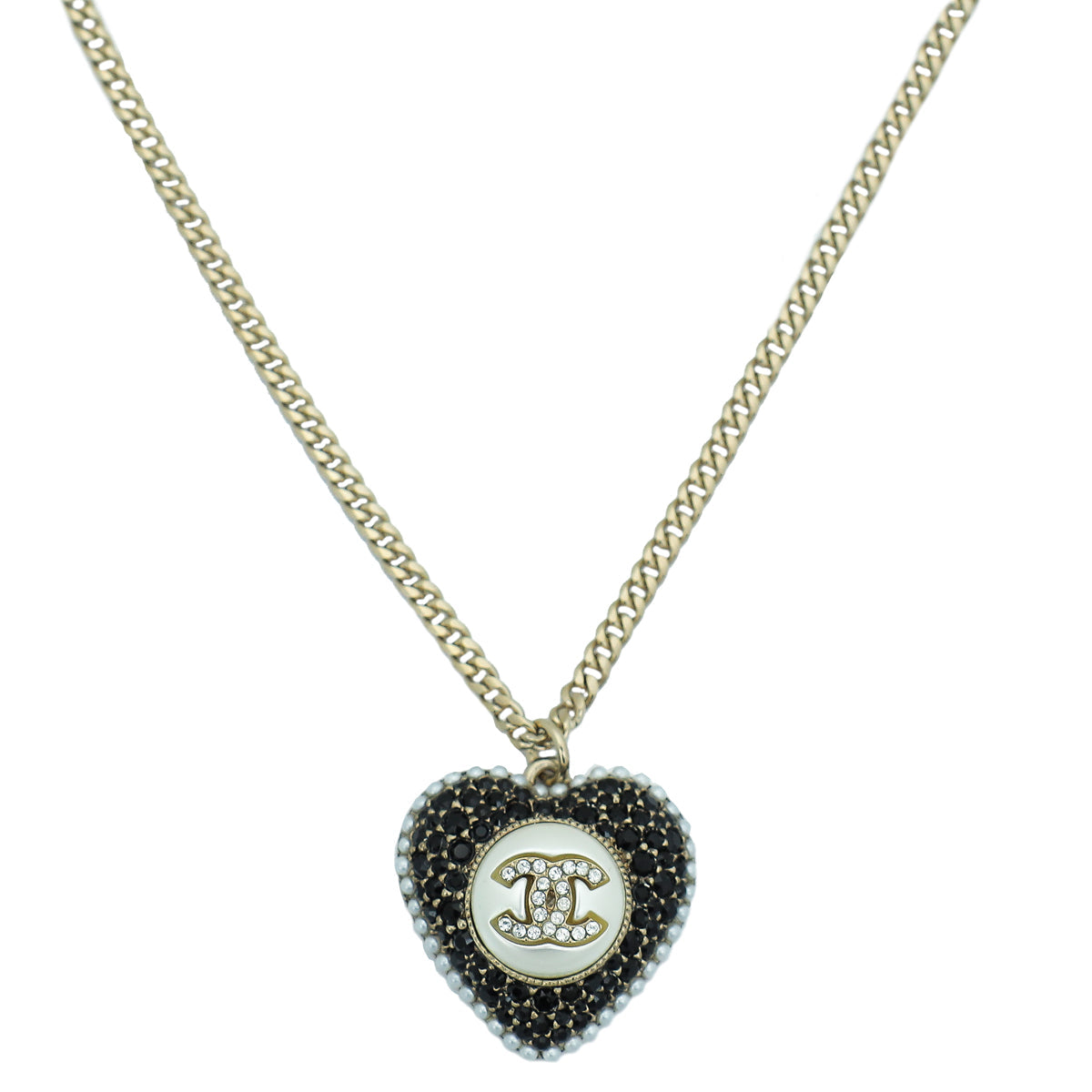 Chanel Bicolor CC Heart Necklace