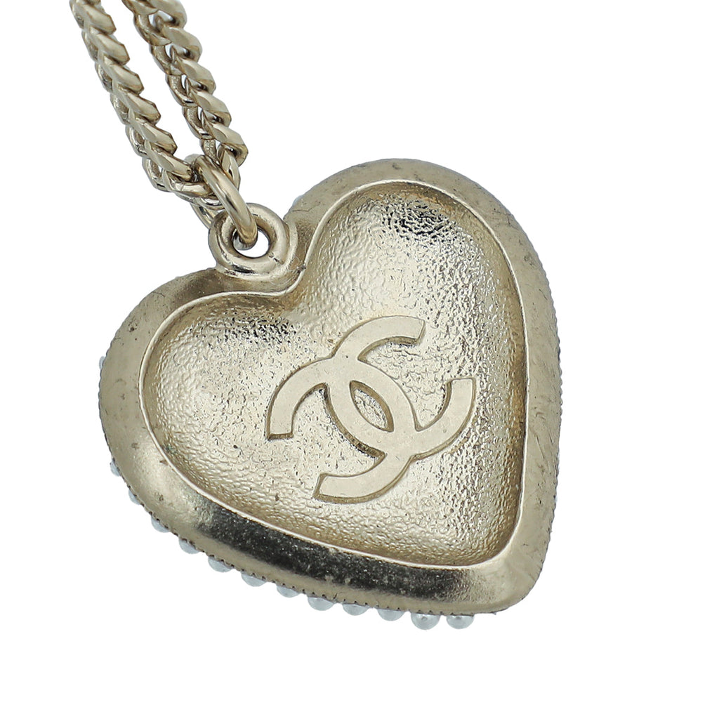 Chanel Bicolor CC Heart Necklace