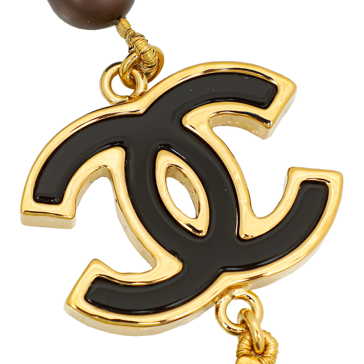 Chanel Brown CC Pearl Long Necklace