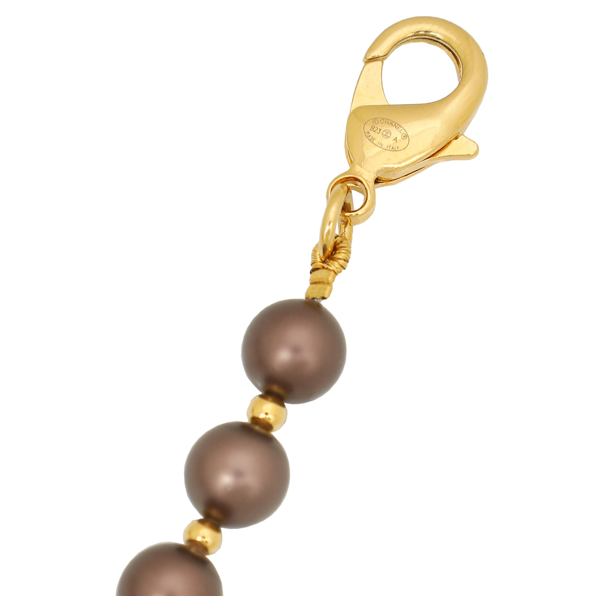 Chanel Brown CC Pearl Long Necklace