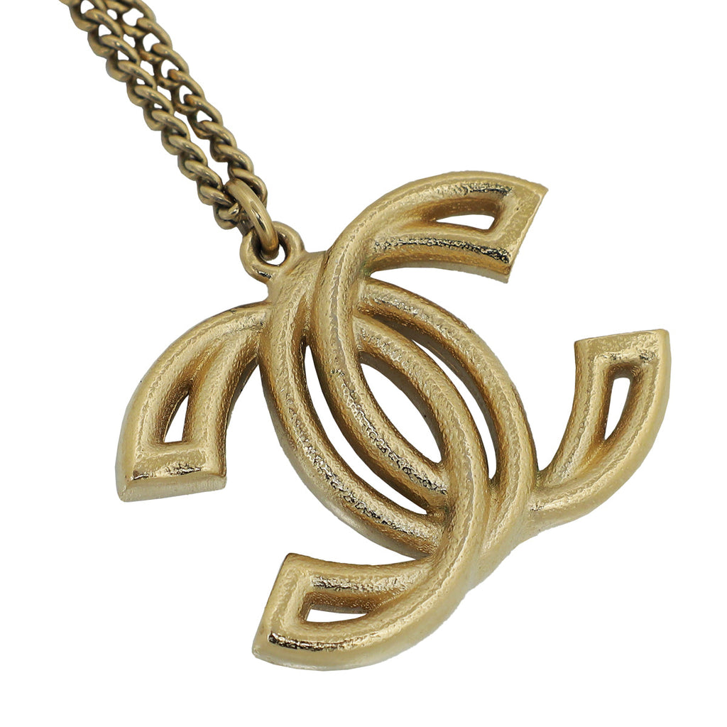 Chanel Gold Tone CC Crystal Earrings and Necklace Set