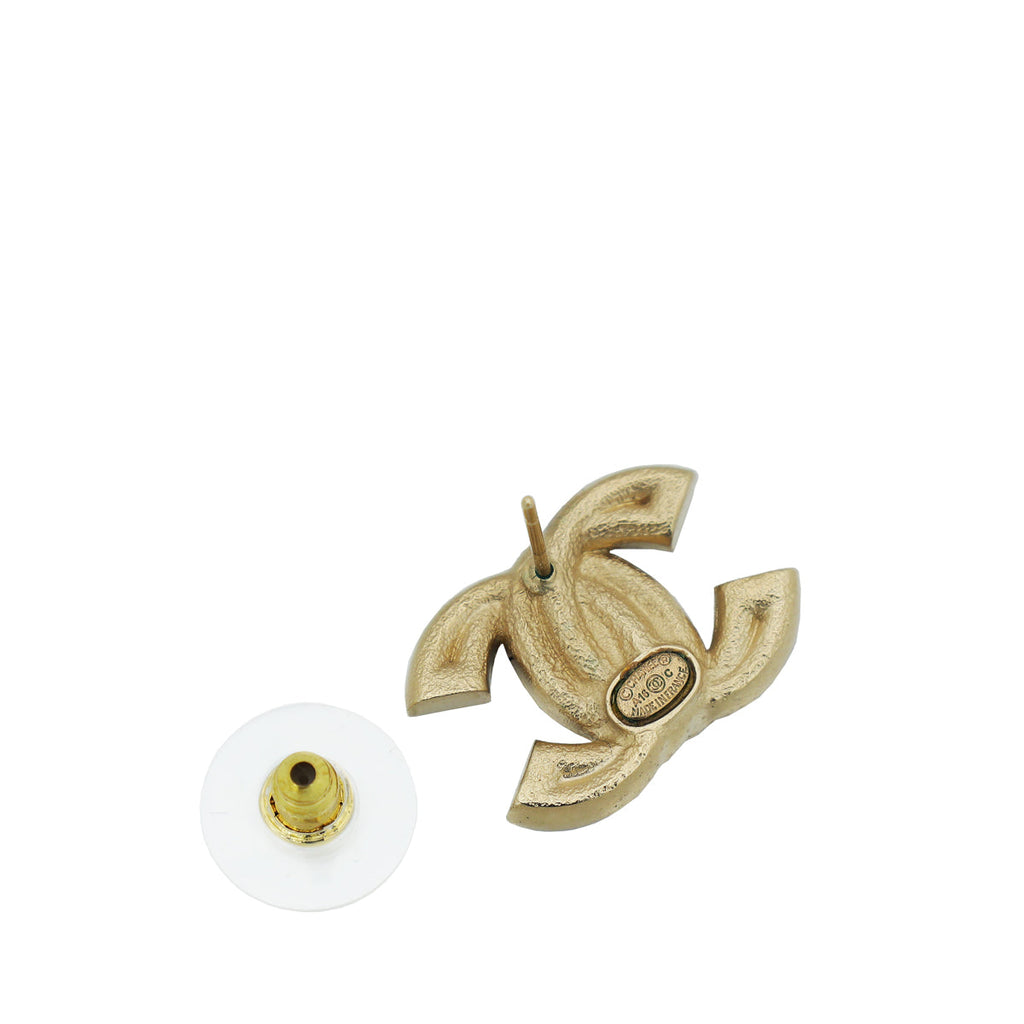 Chanel Gold Tone CC Crystal Earrings and Necklace Set