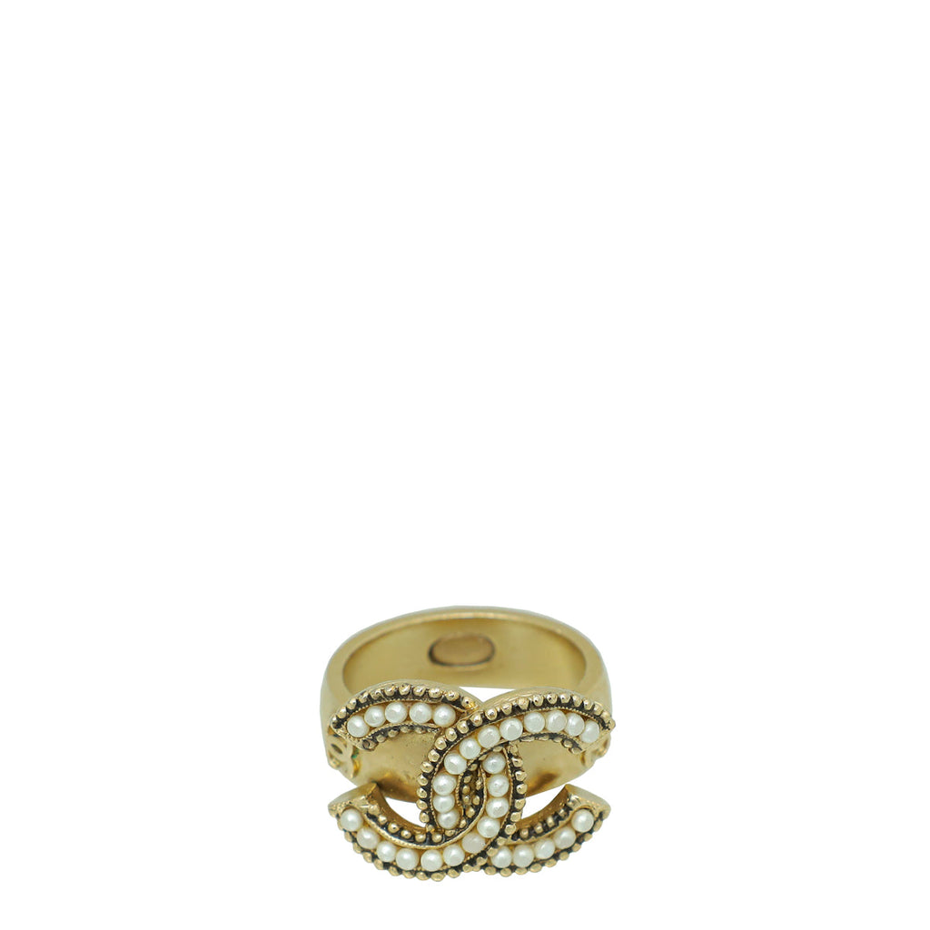 Chanel Ivory CC Faux Pearl Ring 6/52