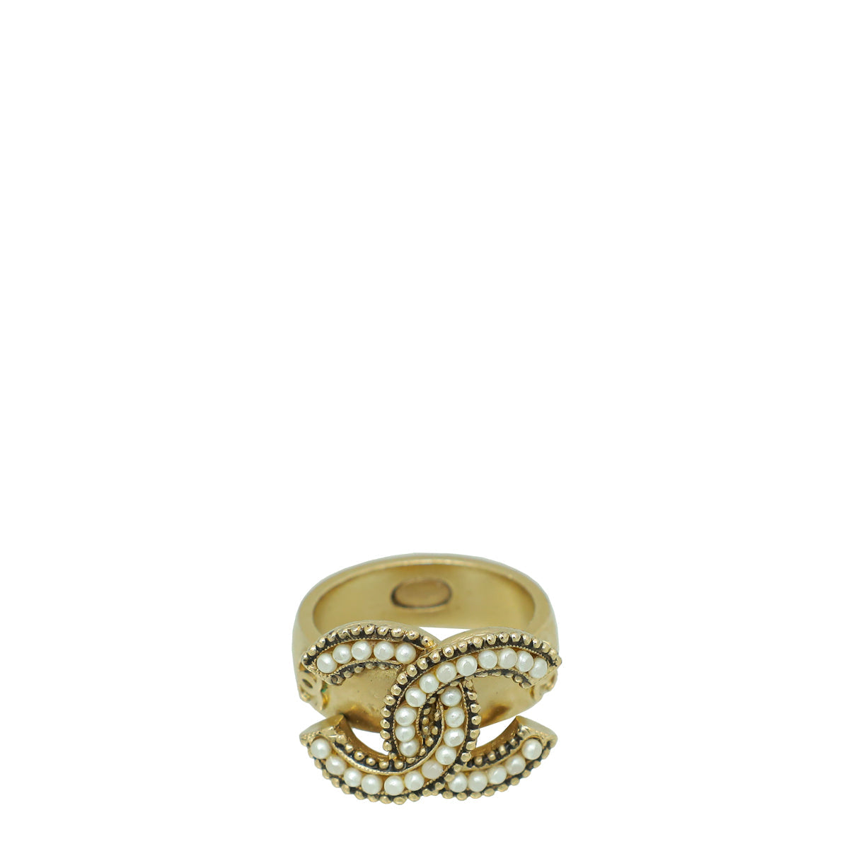 Chanel Ivory CC Faux Pearl Ring 6/52