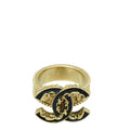 Chanel Black Enamel Baroque CC Ring 6/52