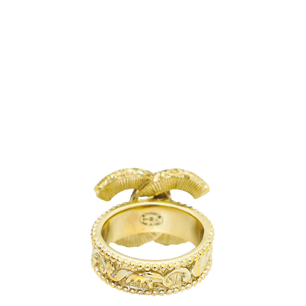 Chanel Black CC Baroque Ring 50