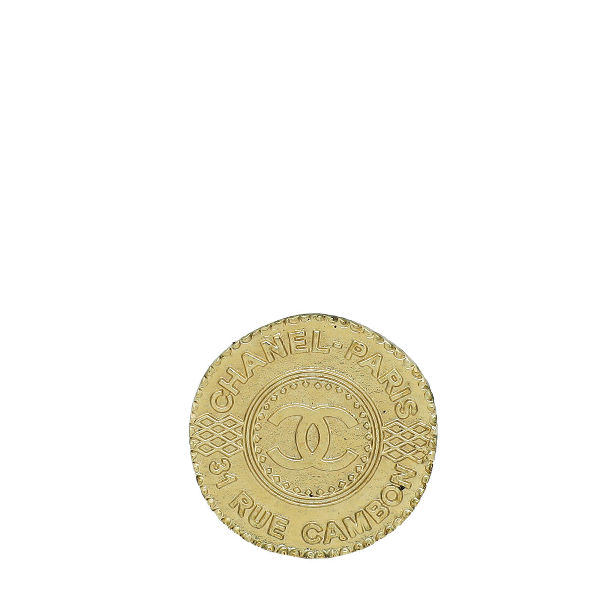 Chanel Light Gold CC Coin Medallion Ring 51