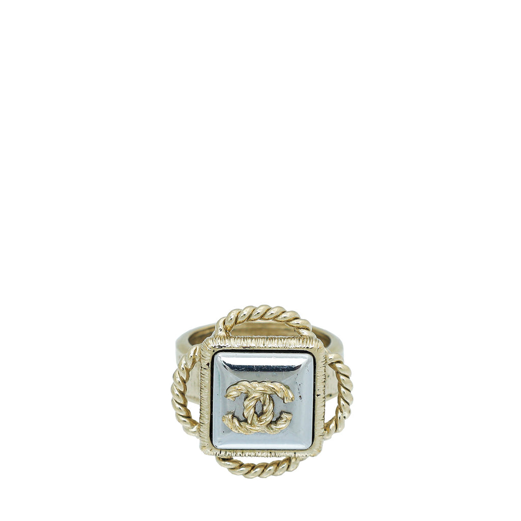 Chanel Bicolor Tone CC Square Ring