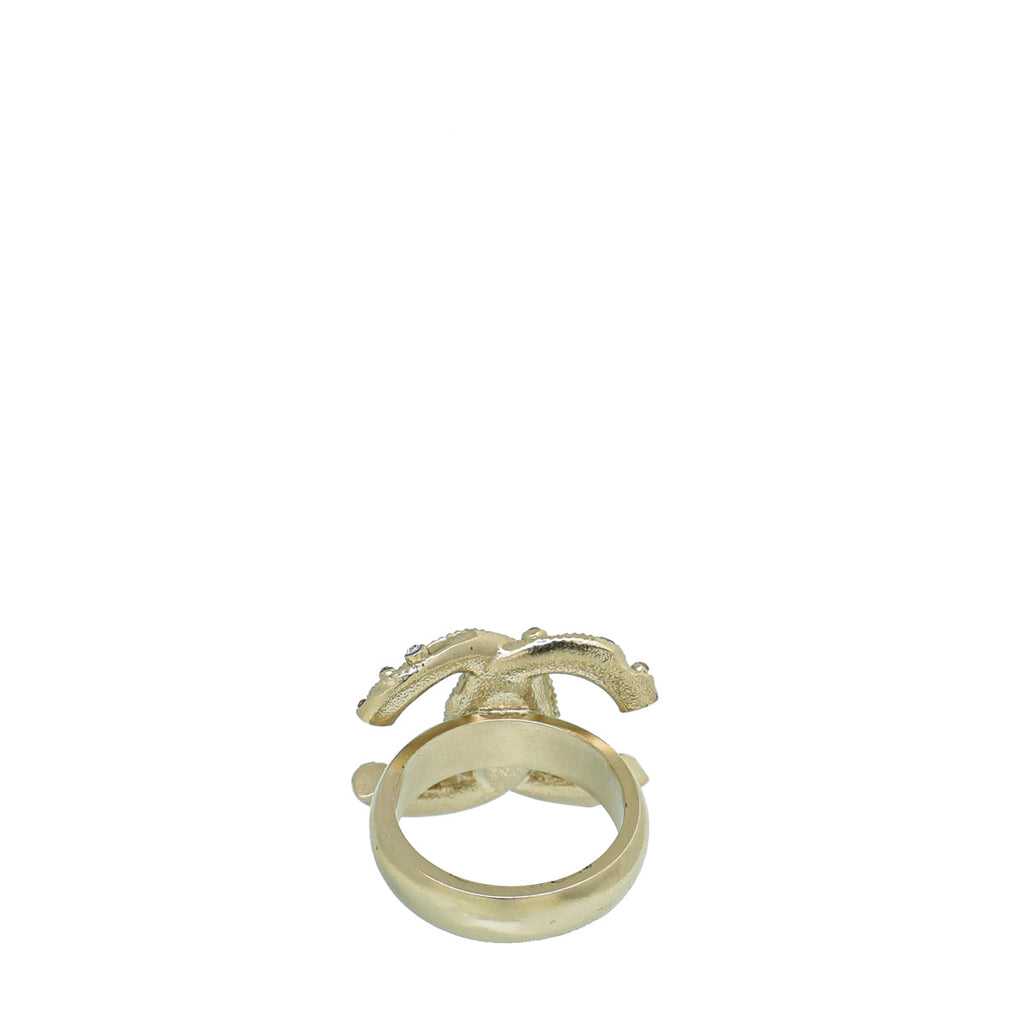Chanel Pink CC Crystal Ring 10