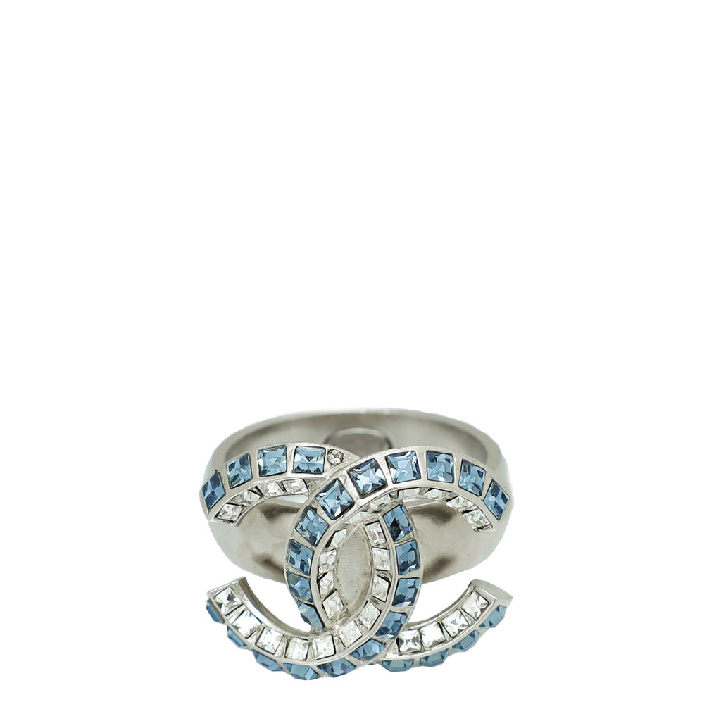 Chanel Blue CC Crystal Ring 53