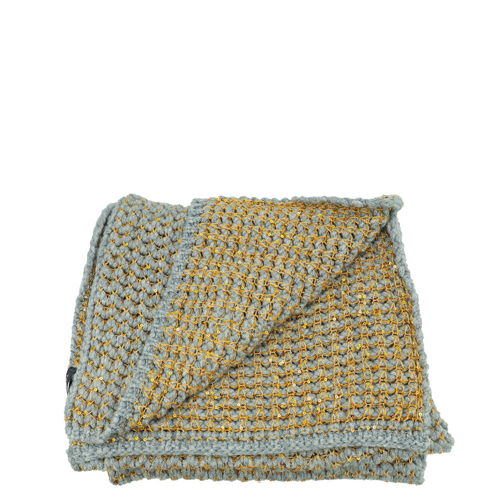 Chanel Bicolor CC Cashmere Silk Sequins Scarf