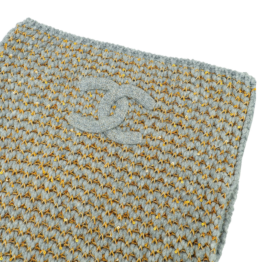 Chanel Bicolor CC Cashmere Silk Sequins Scarf