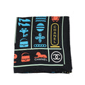Chanel Black Multicolor Silk Square Scarf