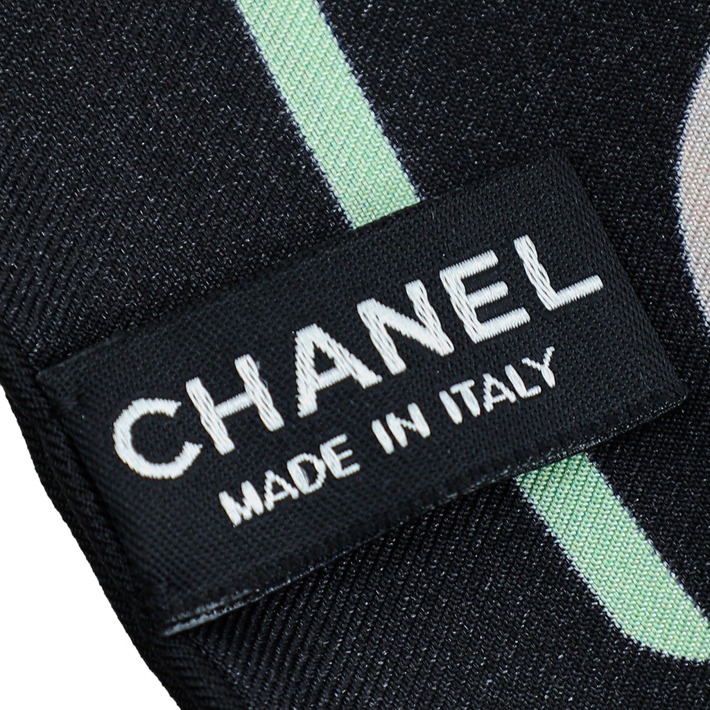 Chanel Black Multicolor Silk Square Scarf
