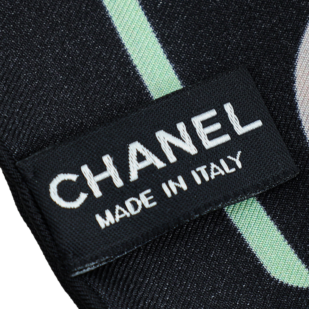 Chanel Black Multicolor Silk Square Scarf