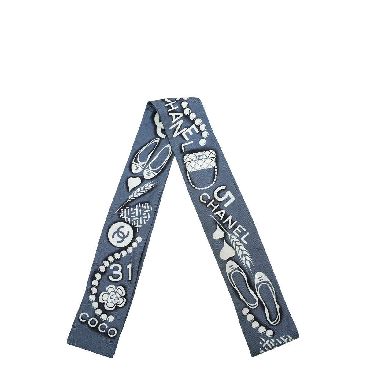 Chanel Gray Coco Paris Twill Scarf