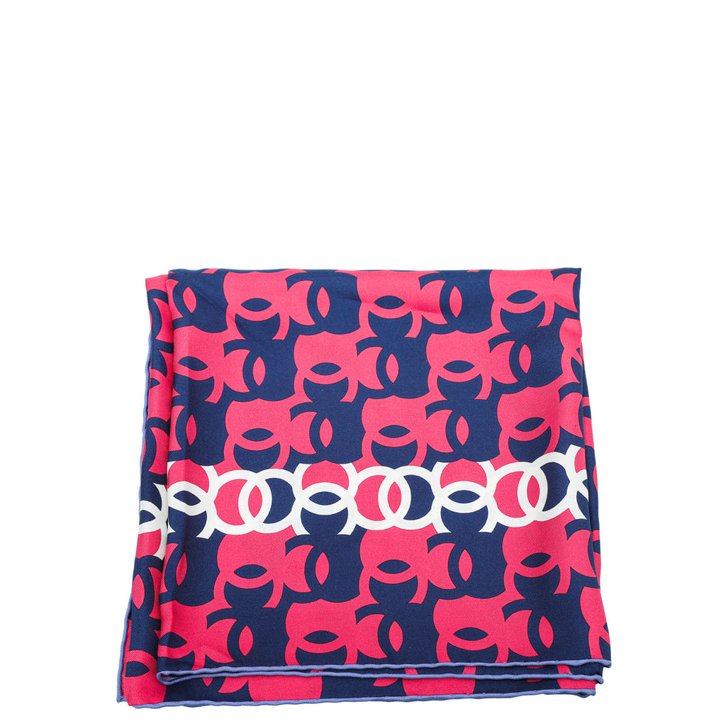 Chanel Tricolor CC Logo Print Square Scarf
