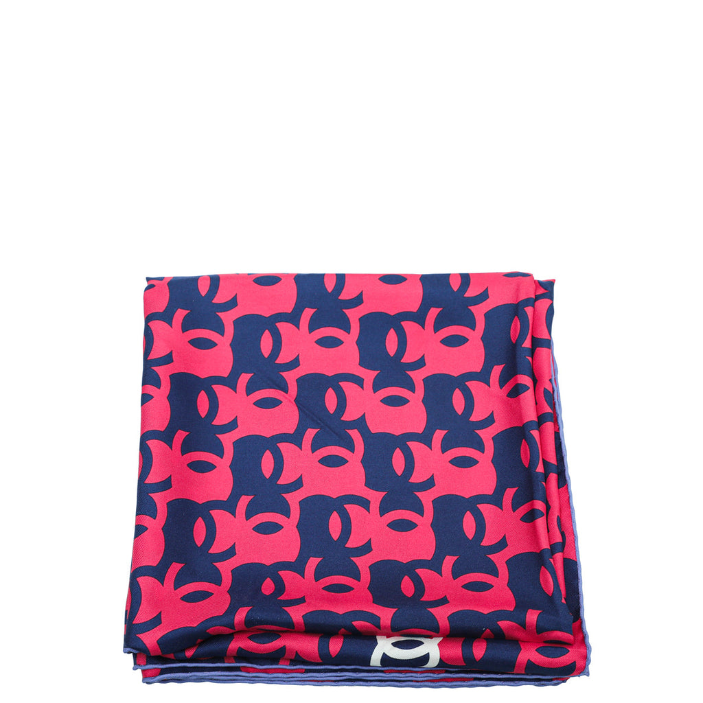 Chanel Tricolor CC Logo Print Square Scarf