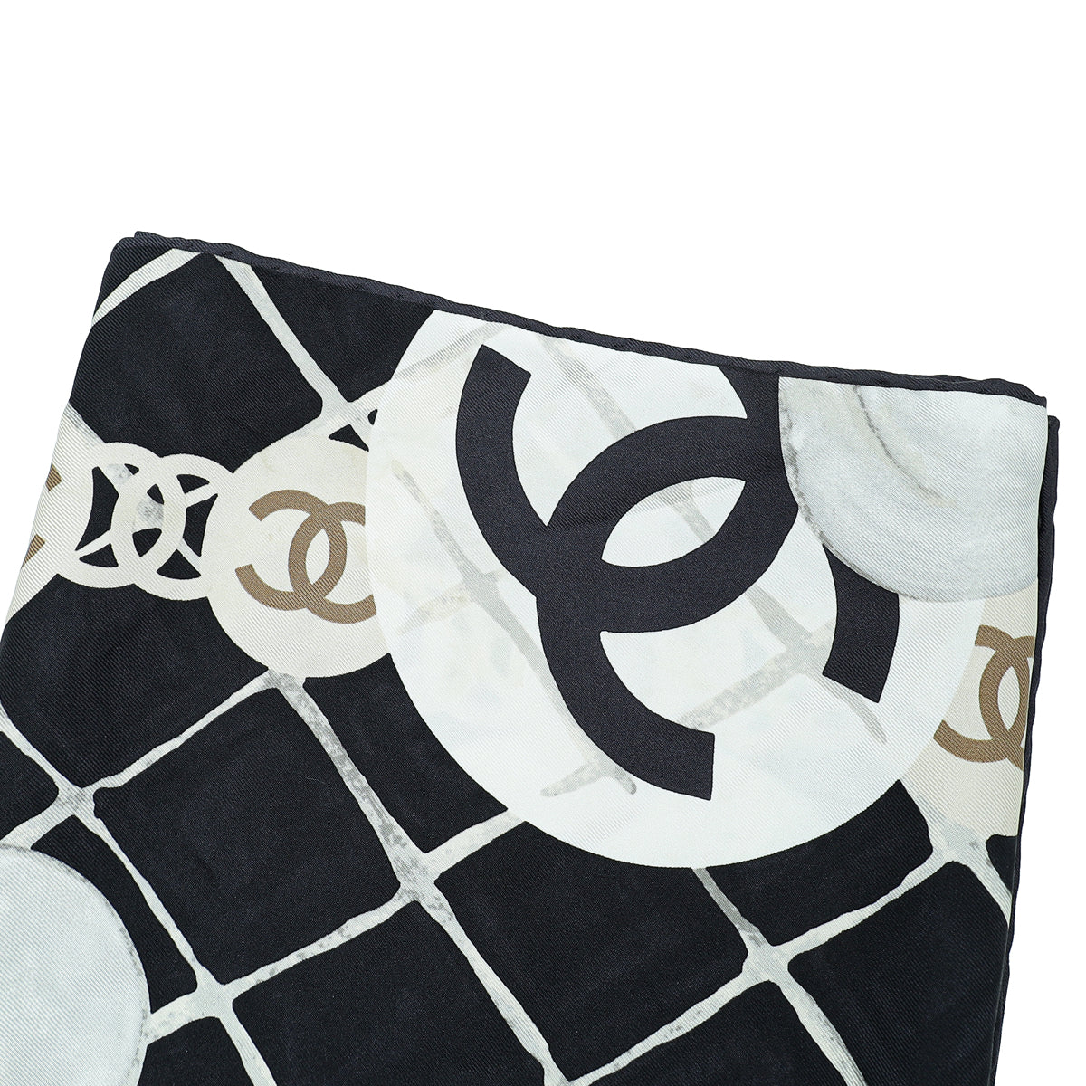Chanel CC Camellia Print Silk Square Scarf