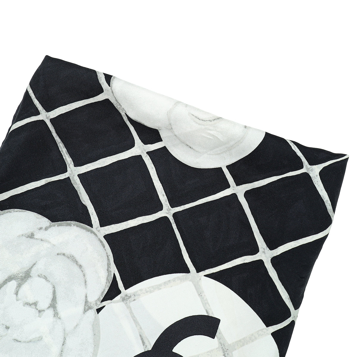 Chanel CC Camellia Print Silk Square Scarf
