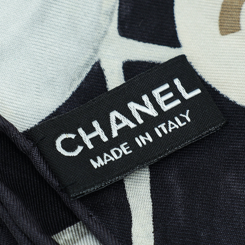 Chanel CC Camellia Print Silk Square Scarf