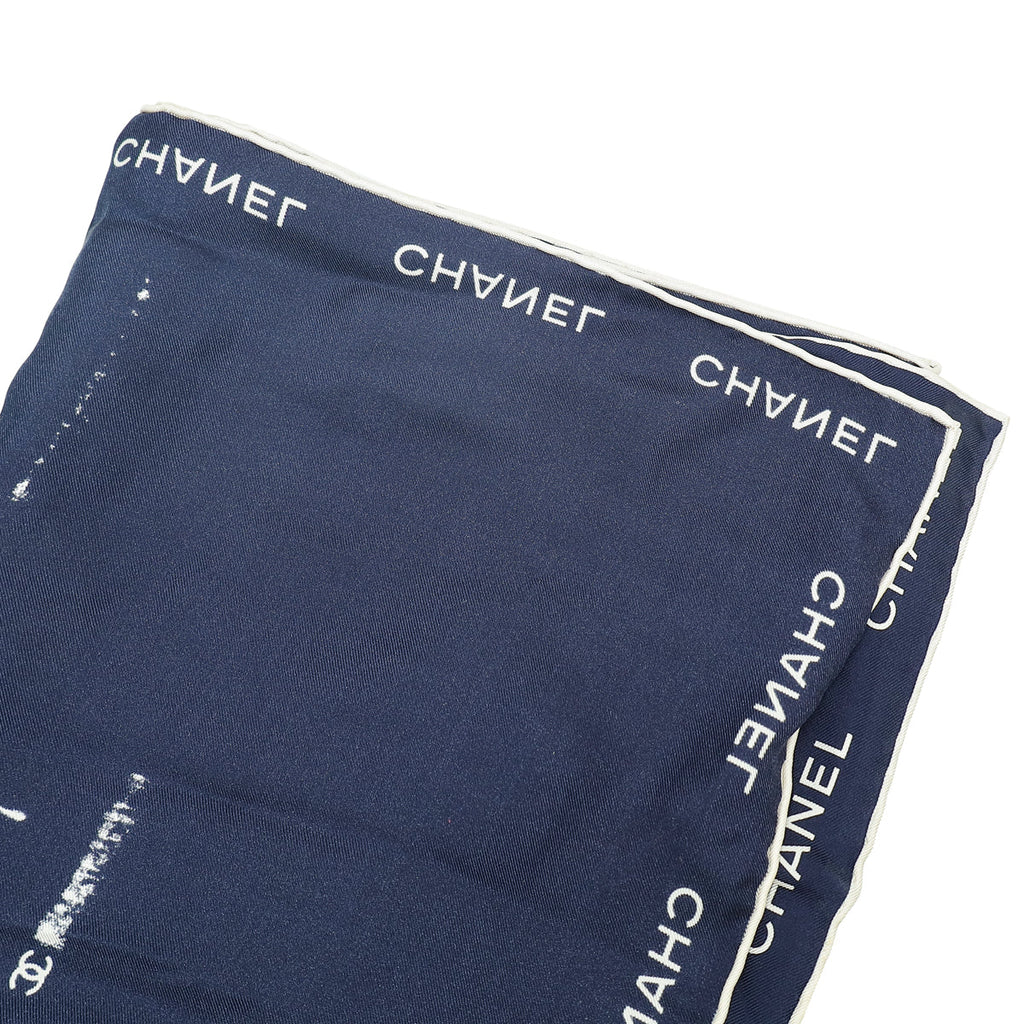 Chanel Bicolor Coco Chanel Print Square Silk Scarf