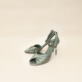 Chanel Olive CC Crystal Satin Sandal 38.5