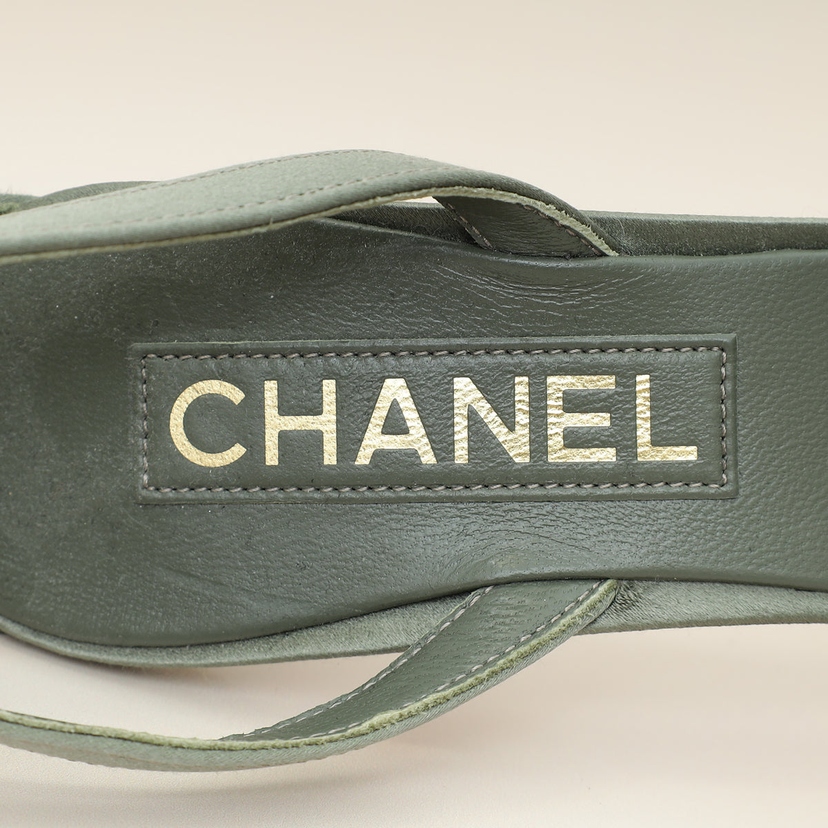 Chanel Olive CC Crystal Satin Sandal 38.5