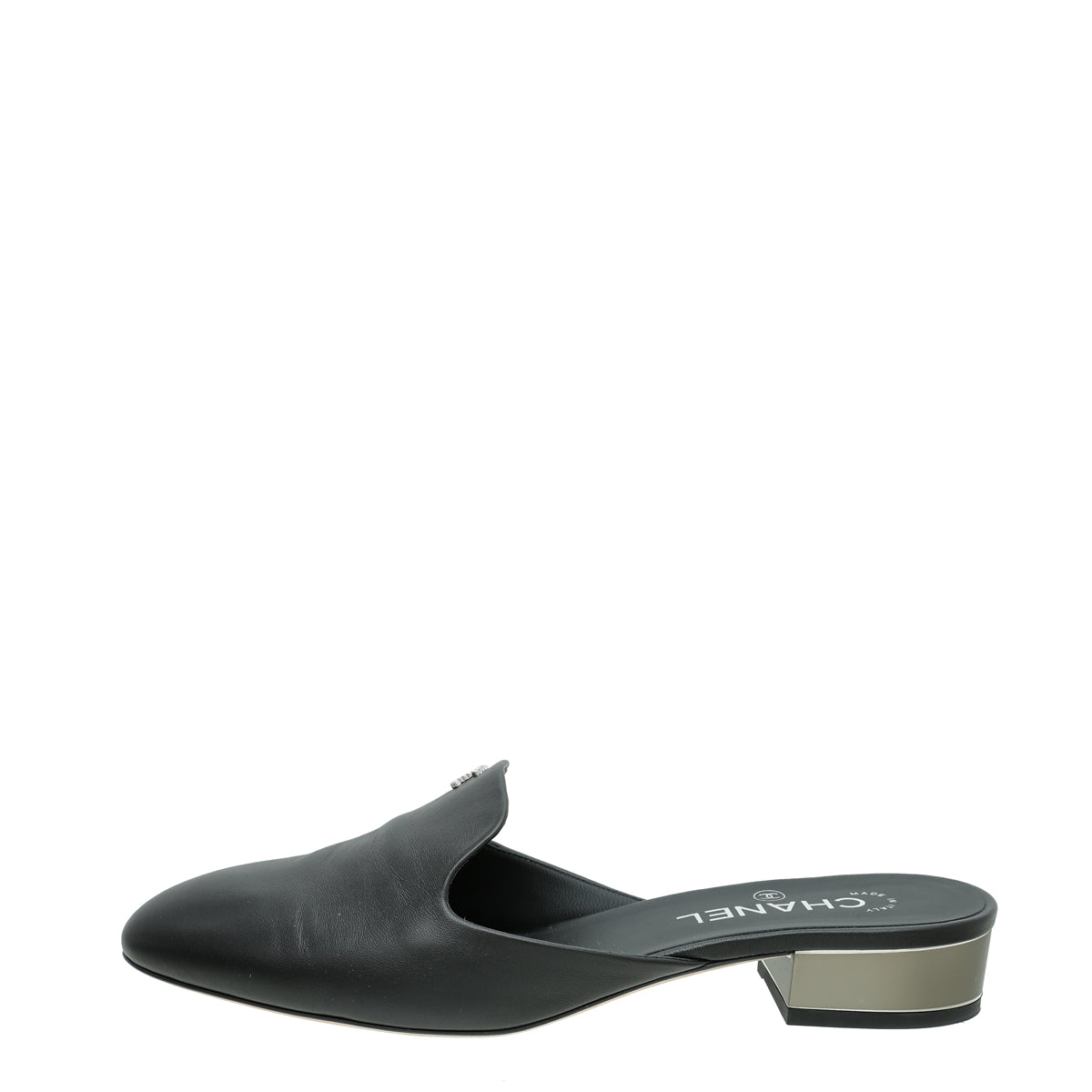 Chanel Black CC Slide Mules 39