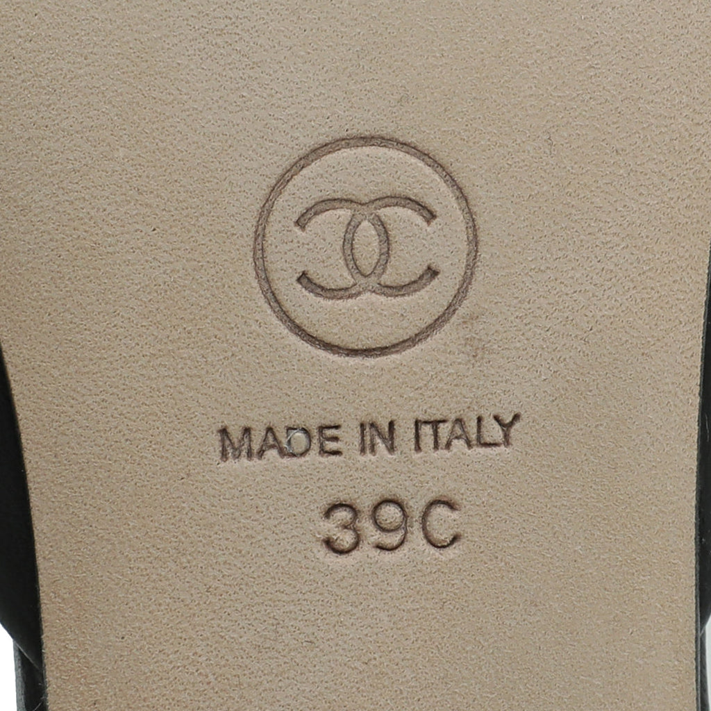 Chanel Black CC Slide Mules 39