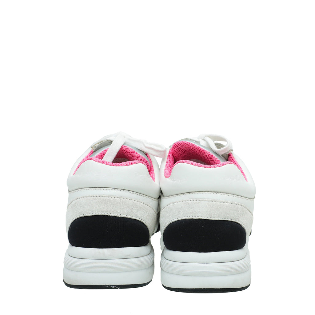 Chanel White CC Lace Up Sneakers Sneaker 38.5