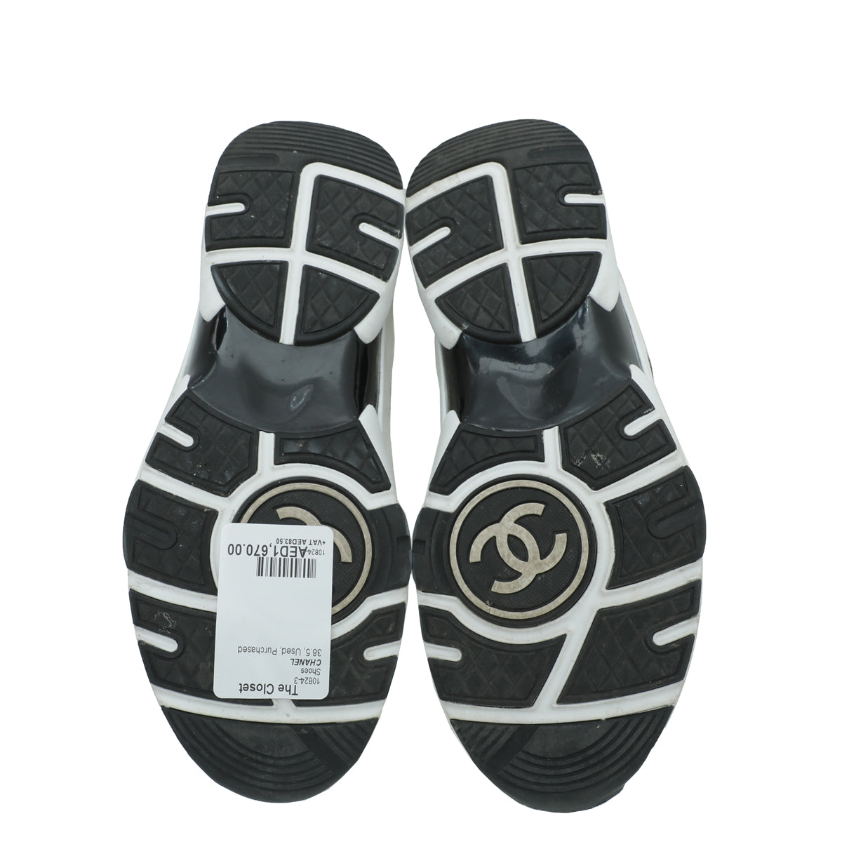 Chanel White CC Lace Up Sneakers Sneaker 38.5
