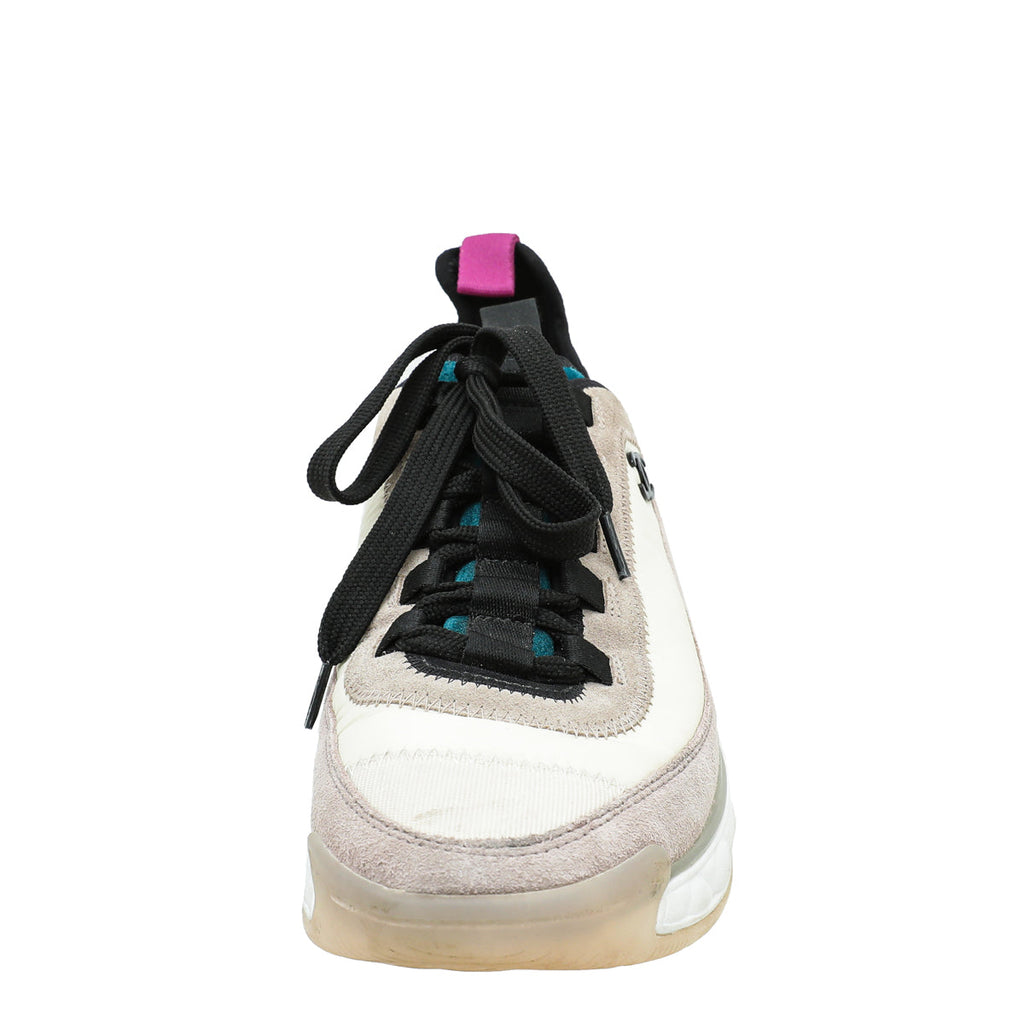 Chanel Multicolor CC Trainer Suede Nylon Sneakers 38