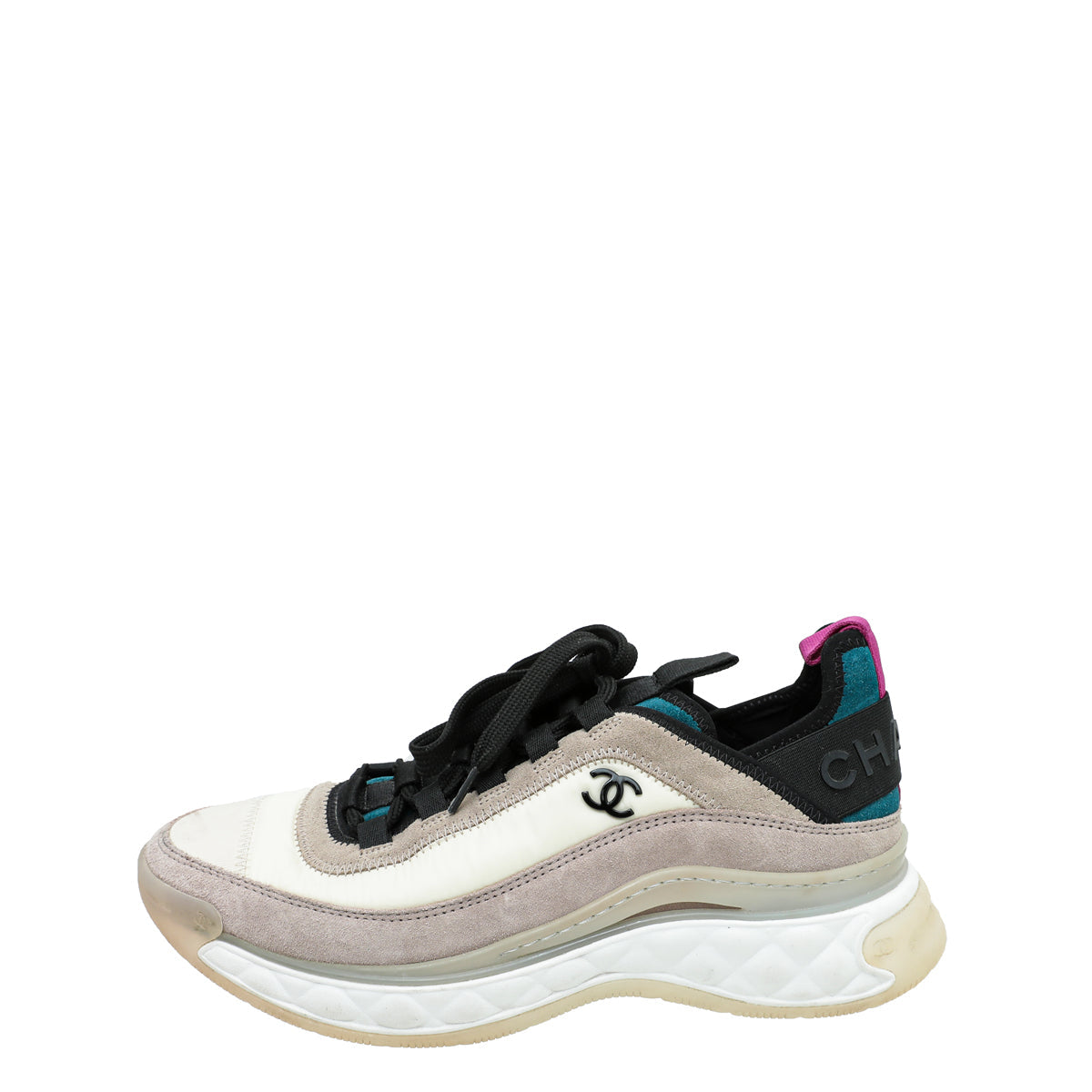 Chanel Multicolor CC Trainer Suede Nylon Sneakers 38