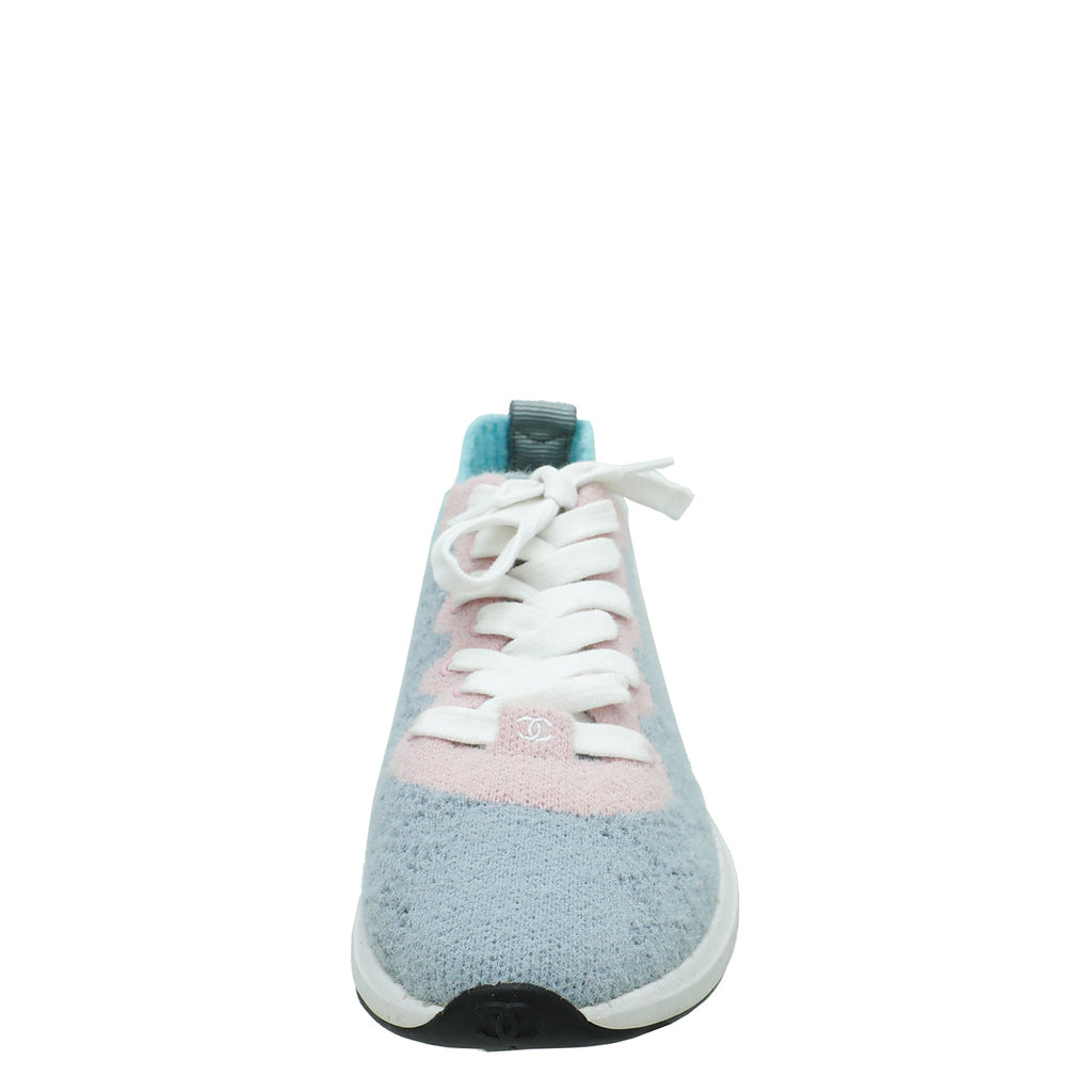 Chanel Multicolor CC Mixed Fabrics Knit Sneakers 36.5