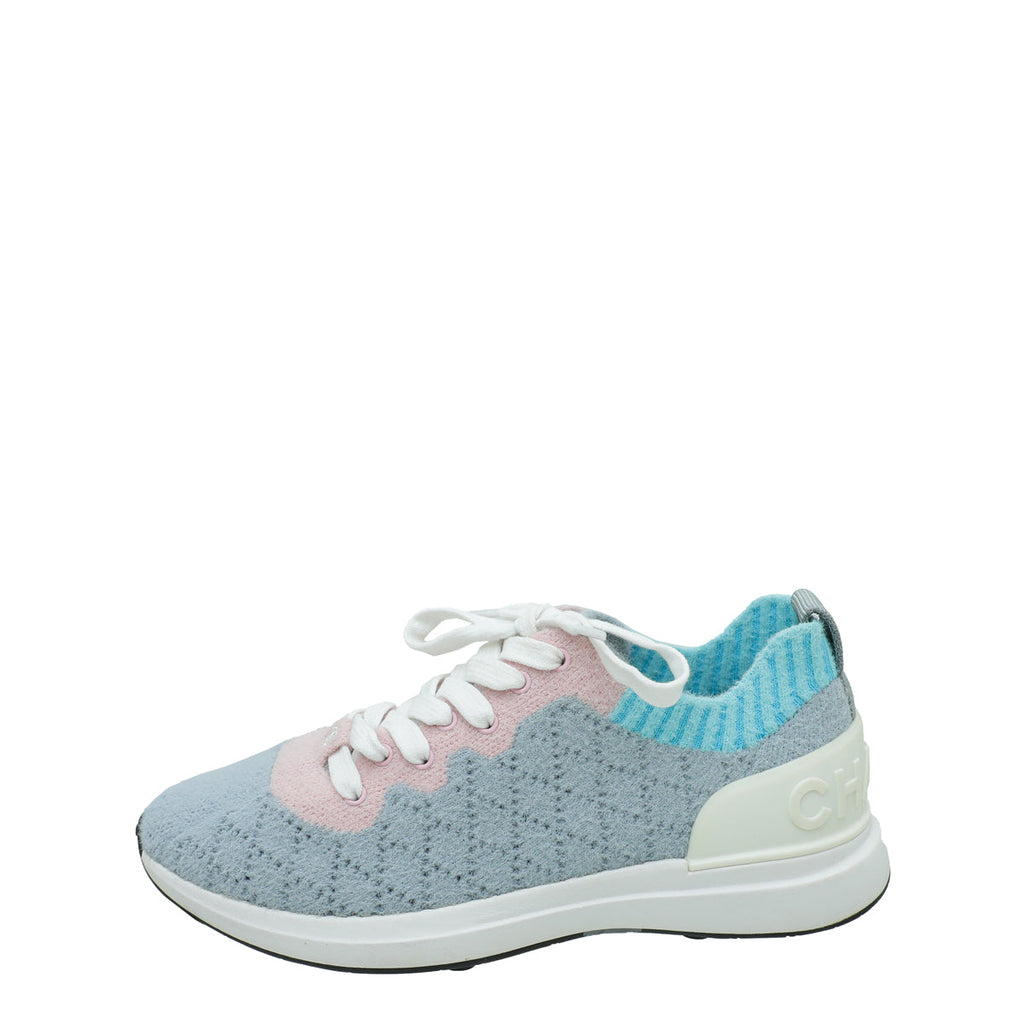 Chanel Multicolor CC Mixed Fabrics Knit Sneakers 36.5