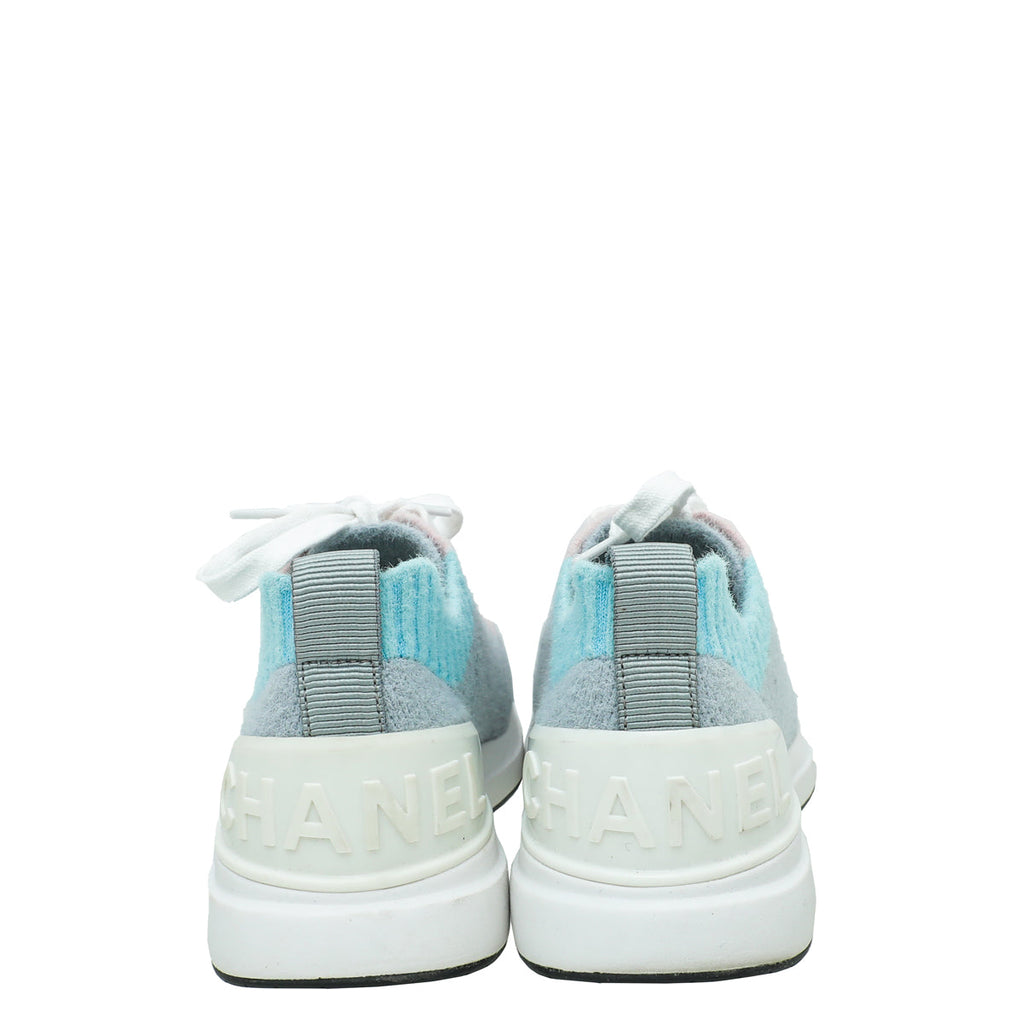 Chanel Multicolor CC Mixed Fabrics Knit Sneakers 36.5