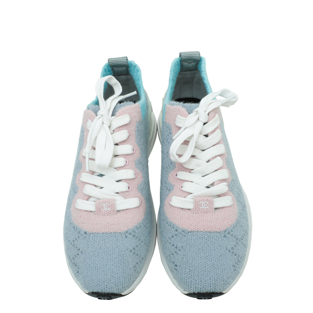 Chanel Multicolor CC Mixed Fabrics Knit Sneakers 36.5