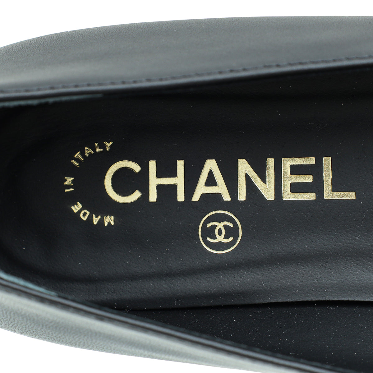 Chanel Black CC Camellia Flower Flat Ballerina 39